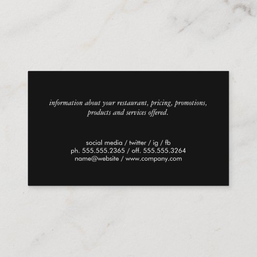 Barbecue Smoke House Visitenkarte (Rückseite)