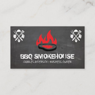 Barbecue Steak on Grill Logo Restaurant Visitenkarte
