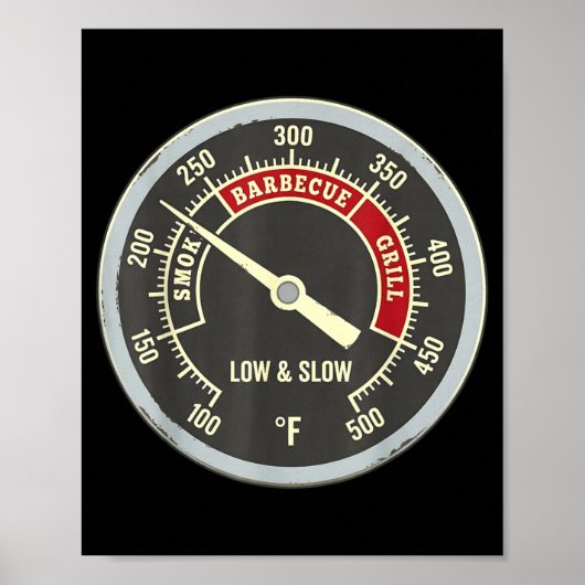 Barbecue-Thermometer Rauchiges Barbecue-Grill Low Poster (Vorne)