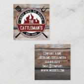 Barbecue-Tools | Rustic Wood Square Business Card Quadratische Visitenkarte (Vorne/Hinten)