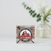 Barbecue-Tools | Rustic Wood Square Business Card Quadratische Visitenkarte (Stehend Vorderseite)
