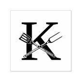 Barbecue Utensils über Single Bold Initial Monogrm Permastempel (Design)