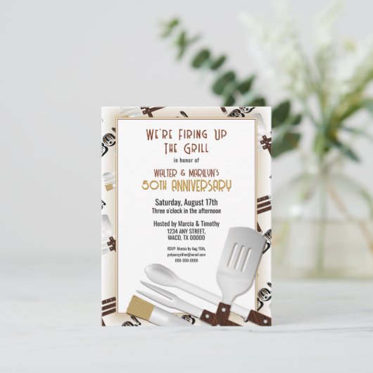 Barbecue Wedding Einladung (Stehend Vorderseite)