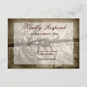Barbed Wire Country Western Hochzeit RSVP Cards