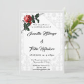 Barbed Wire Damask Rose Gothic Wedding Einladung (Stehend Vorderseite)