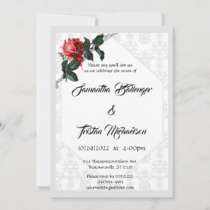 Barbed Wire Damask Rose Gothic Wedding Einladung