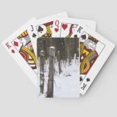 Barbed Wire Fenceline in einem kalten Winterschnee Spielkarten (Rückseite)