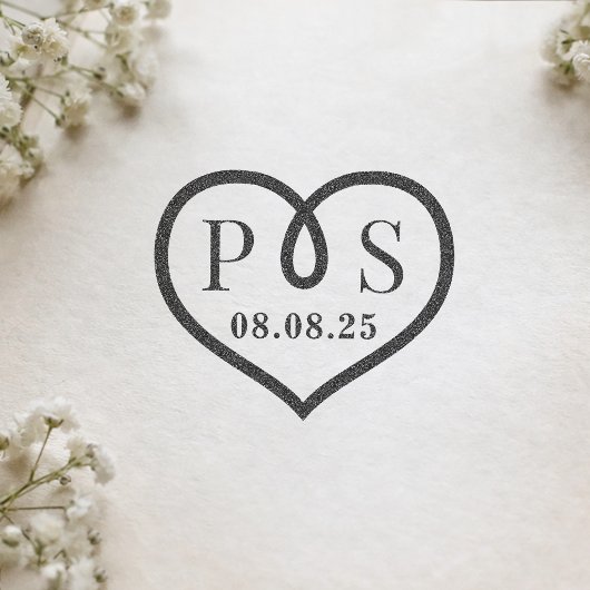 Barbed Wire Frame Heart Wedding Initial Monogram Gummistempel