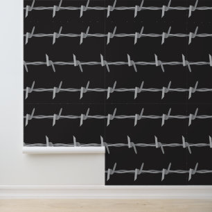 Barbed Wire Gray Black Gemustert Tapete