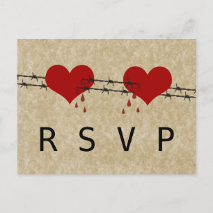 Barbed Wire Hearts Tattoo UAWG Postcard Einladungspostkarte