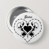 Barbed Wire Herz Schwarze Spades Thunder_Cove Button (Vorne & Hinten)