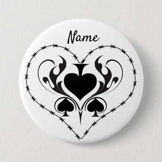 Barbed Wire Herz Schwarze Spades Thunder_Cove Button (Vorderseite)