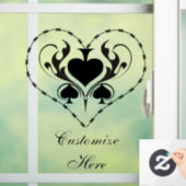 Barbed Wire Herz Schwarze Spades Thunder_Cove Fensteraufkleber (Zuhause)