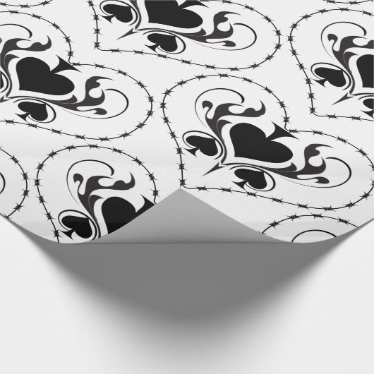 Barbed Wire Herz Schwarze Spades Thunder_Cove Geschenkpapier (Ecke)