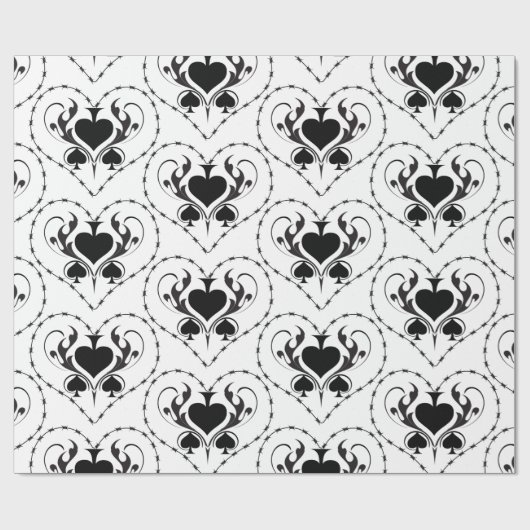 Barbed Wire Herz Schwarze Spades Thunder_Cove Geschenkpapier (Flach)