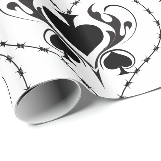 Barbed Wire Herz Schwarze Spades Thunder_Cove Geschenkpapier (Rolleneckpunkt)