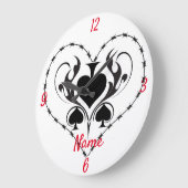 Barbed Wire Herz Schwarze Spades Thunder_Cove Große Wanduhr (Winkel)