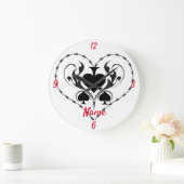 Barbed Wire Herz Schwarze Spades Thunder_Cove Große Wanduhr (Zuhause)