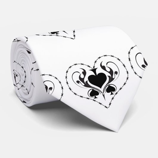 Barbed Wire Herz Schwarze Spades Thunder_Cove Krawatte (Gerollt)