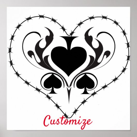Barbed Wire Herz Schwarze Spades Thunder_Cove Poster (Vorne)