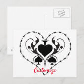 Barbed Wire Herz Schwarze Spades Thunder_Cove Postkarte (Vorne/Hinten)