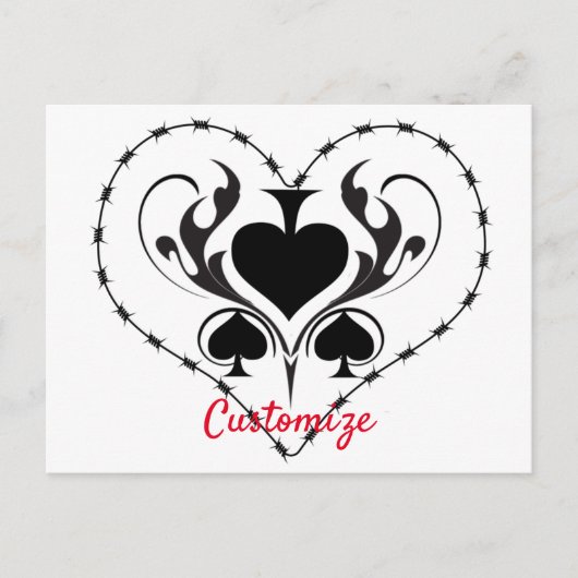 Barbed Wire Herz Schwarze Spades Thunder_Cove Postkarte (Vorderseite)