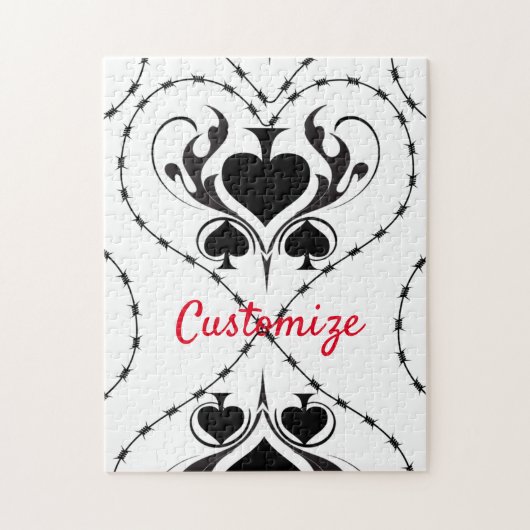 Barbed Wire Herz Schwarze Spades Thunder_Cove Puzzle (Vertikal)