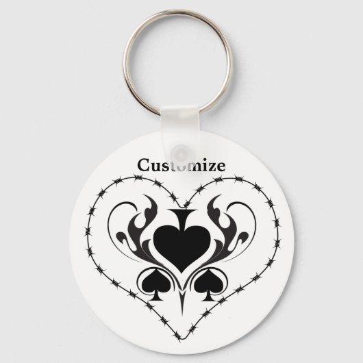 Barbed Wire Herz Schwarze Spades Thunder_Cove Schlüsselanhänger (Vorderseite)