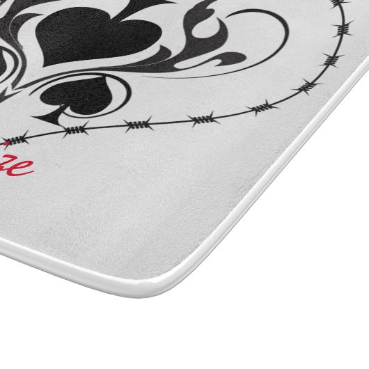 Barbed Wire Herz Schwarze Spades Thunder_Cove Schneidebrett (Ecke)