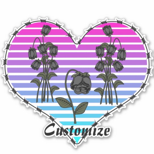 Barbed Wire Herz Wild Schwarze Rose Thunder_Cove Aufkleber (Vorderseite)