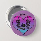 Barbed Wire Herz Wild Schwarze Rose Thunder_Cove Button (Vorne & Hinten)