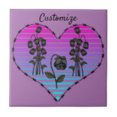 Barbed Wire Herz Wild Schwarze Rose Thunder_Cove Fliese (Vorderseite)
