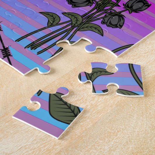 Barbed Wire Herz Wild Schwarze Rose Thunder_Cove Puzzle (Seite)