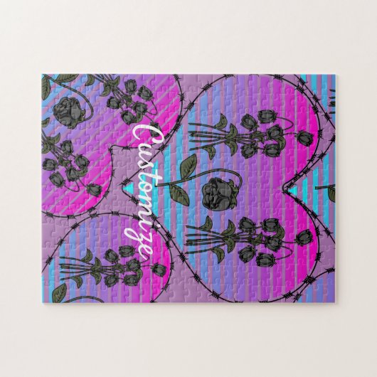 Barbed Wire Herz Wild Schwarze Rose Thunder_Cove Puzzle (Horizontal)