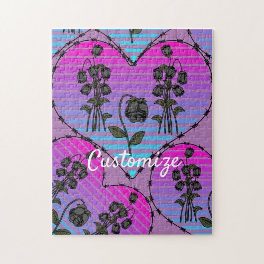 Barbed Wire Herz Wild Schwarze Rose Thunder_Cove Puzzle (Vertikal)