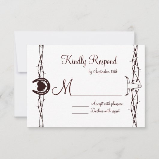 Barbed Wire Horseshoe Country Western RSVP Cards (Vorderseite)