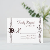 Barbed Wire Horseshoe Country Western RSVP Cards (Stehend Vorderseite)