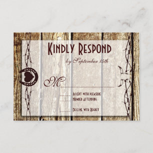 Barbed Wire Horseshoe Country Western RSVP Cards
