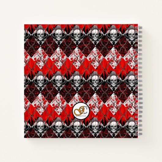 Barbed Wire Raute Blutspatter Rot Schwarz-weiß Notizblock (Rückseite)