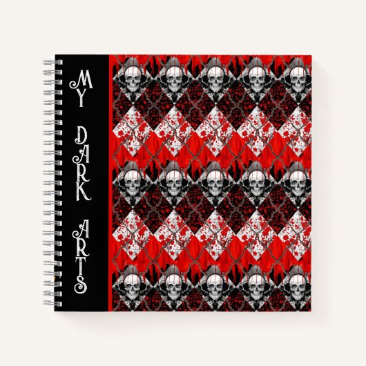 Barbed Wire Raute Blutspatter Rot Schwarz-weiß Notizblock (Vorderseite)