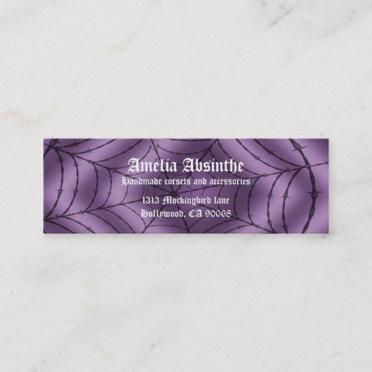 Barbed Wire Spiderweb Goth Business Cards Mini Visitenkarte (Vorderseite)