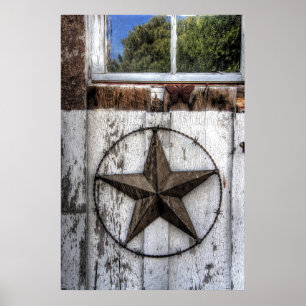 BARBED WIRE STAR TEXAS POSTER