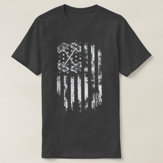 Barbell American Flag Workout Gym T-Shirt (Design vorne)