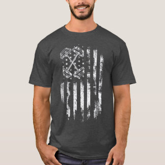Barbell American Flag Workout Gym T-Shirt