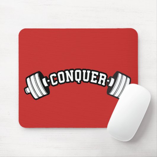 Barbell, CONQUER - Inspirationsstifter Gym Mousepad (Mit Mouse)