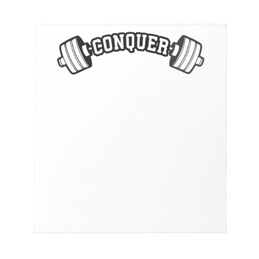 Barbell, CONQUER - Inspirationsstifter Gym Notizblock (Vorderseite)