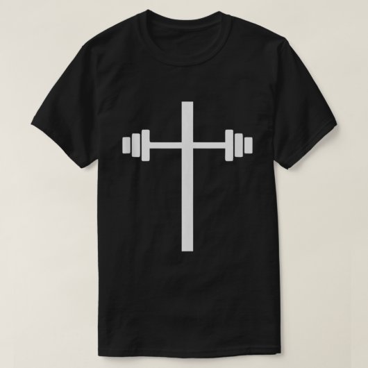 Barbell Dumbbell Cross Christian Jesus Gym Workout T-Shirt (Design vorne)