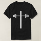 Barbell Dumbell Cross Christliches Jesus Gym Worko T-Shirt (Design vorne)