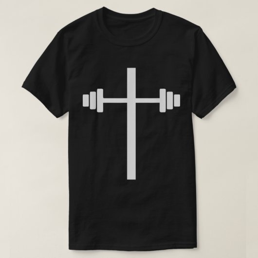 Barbell Dumbell Cross Christliches Jesus Gym Worko T-Shirt (Design vorne)