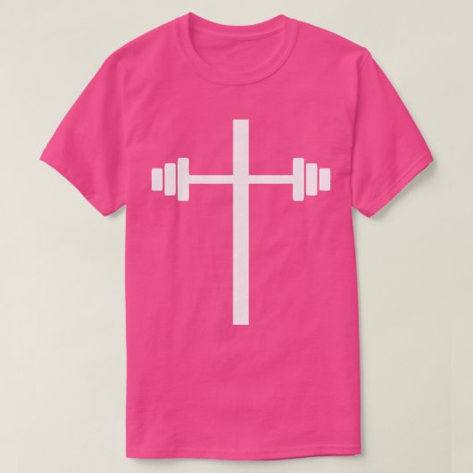 Barbell Dumbell Cross Christliches Jesus Gym Worko T-Shirt (Design vorne)